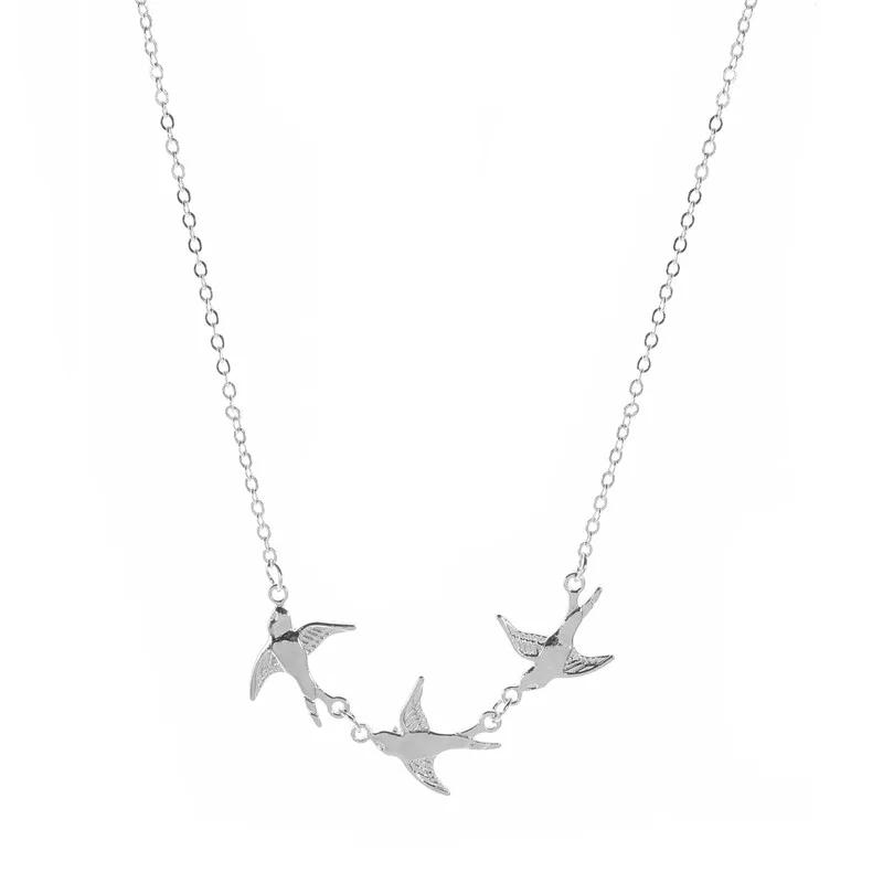 New Trendy Fashion Vintage Little Swallow Necklace for Women Vintage Simple Gold Sliver Color Chain Necklaces Jewelry Gifts