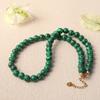 Malachite Beaded Choker Necklace with Gold Accents – Natural Stone Protection Jewelry for Women, Dainty Boho Gift