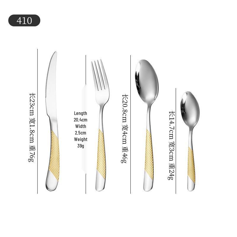 Cross 304 Stainless Steel Star Diamond Tableware Set: Steak Knife, Fork, Spoon, and Teaspoon for Home and Hotel Use