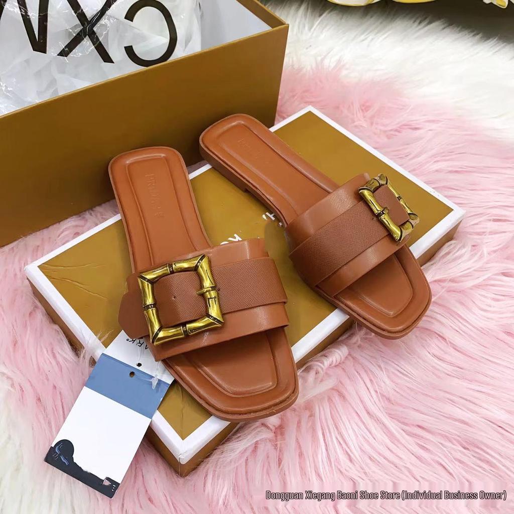 Women's Summer Metal Buckle Sandals: Stylish, Versatile, and Comfortable Flats for Any Occasion