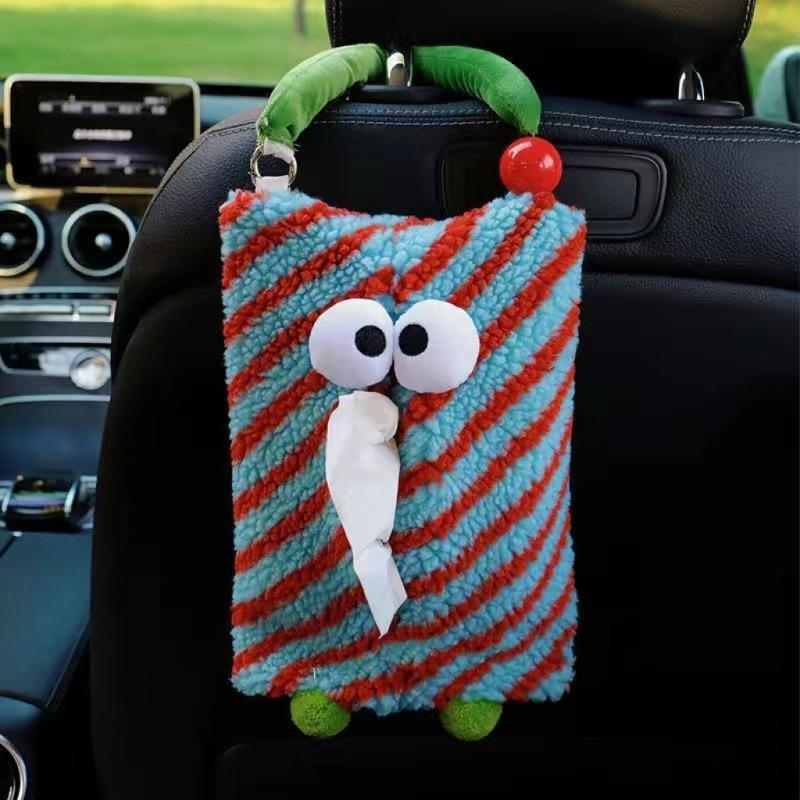 Car-mounted Tissue Box, Hanging Monster-shaped Car Seat Back Tissue Holder, Car Tissue Drawer, Interior Decoration