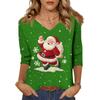 3/4 Sleeve Shirts For Women Print Christmas Tees Blouses Casual Plus Size Basic Tops Pullover