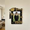 Wooden Photo Frame, Standard Size Graduation Picture Display, Black Gold with Rear Stand, Grad 2026 Picture Holder for Graduation Keepsake