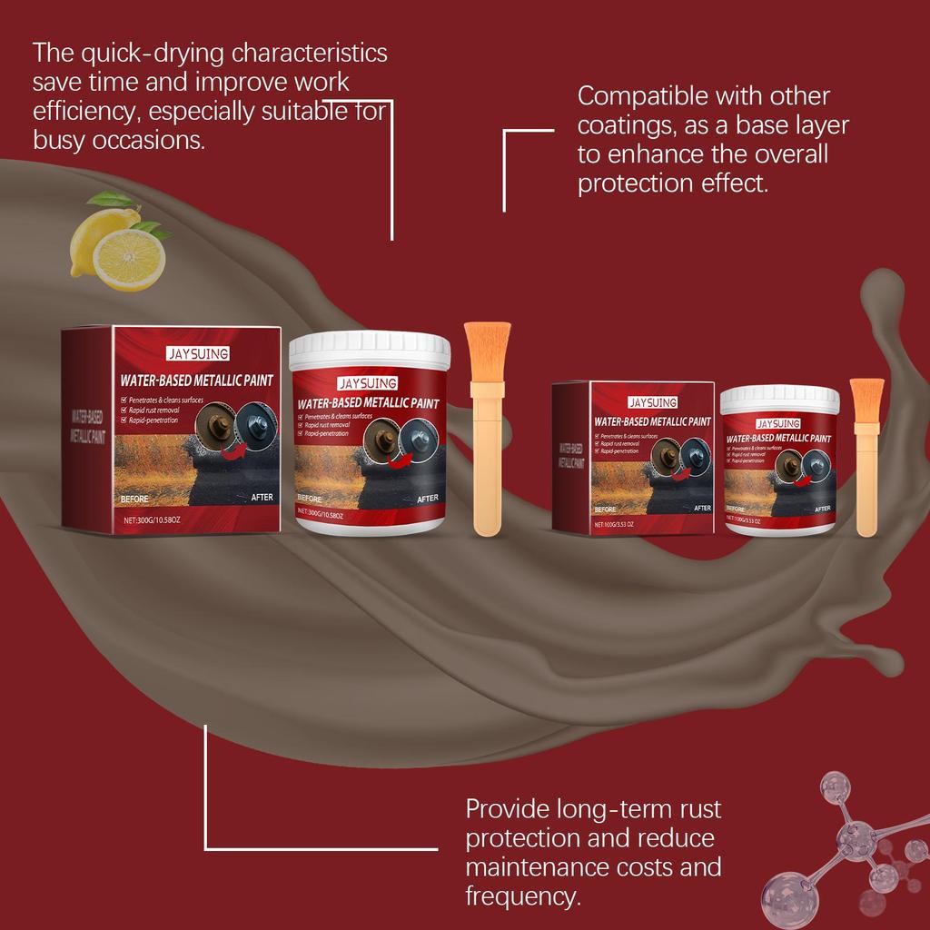 Jaysuing Rust-Converting Primer 100g/300g Rapid Rust Removal, Long-lasting Corrosion Protection! Suitable for Metal Surfaces