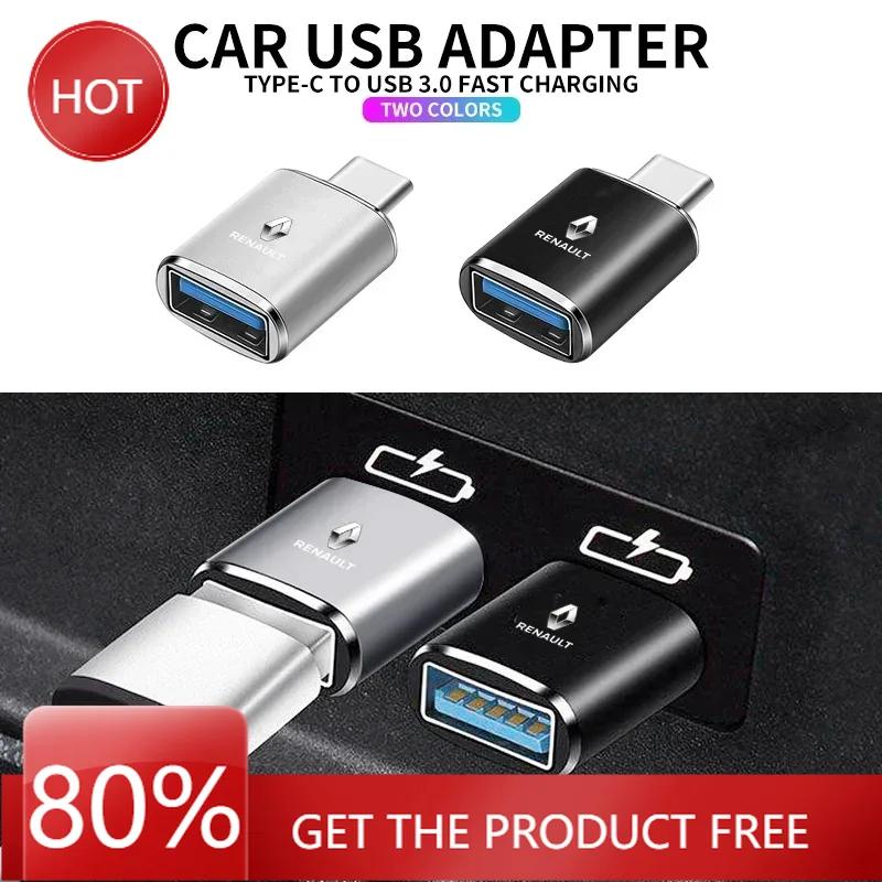 2026 Hot For Renault Hub Caps Car Type-C Turn USB3.0 Adapter Auto Converter Interior Parts For Renault Kangoo 2 Koleos 1 Modus K