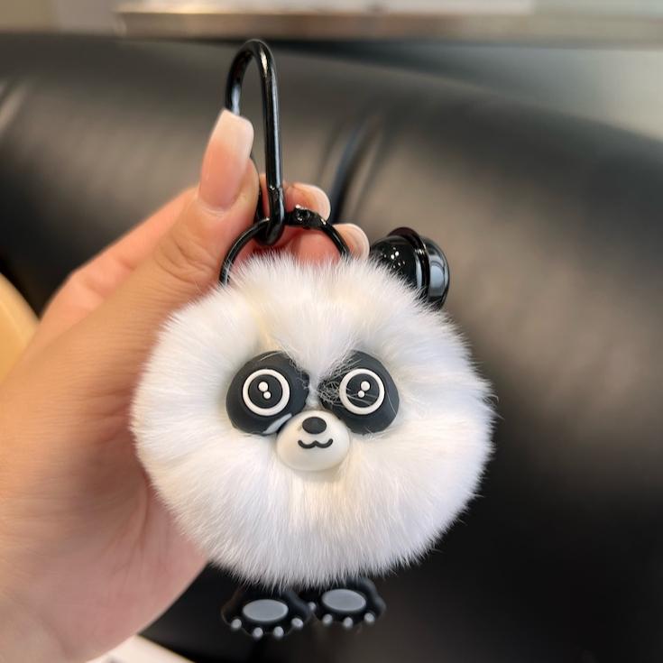 

Милый брелок-подвеска для ключей от машины в виде красной панды из настоящего кроличьего меха рекс, помпон из волос, кукла, подвеска для сумки