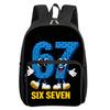 Colorful Number 67 Print Square Front Pocket Backpack Large Capacity for Boy/Girls Best Gift 2D Cartoon Children's School Bag