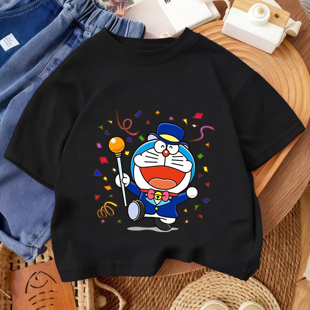 2026 Summer Casual Fashion Clothing Trendy Street Children’s T-Shirt Doraemon Cute Kawaii