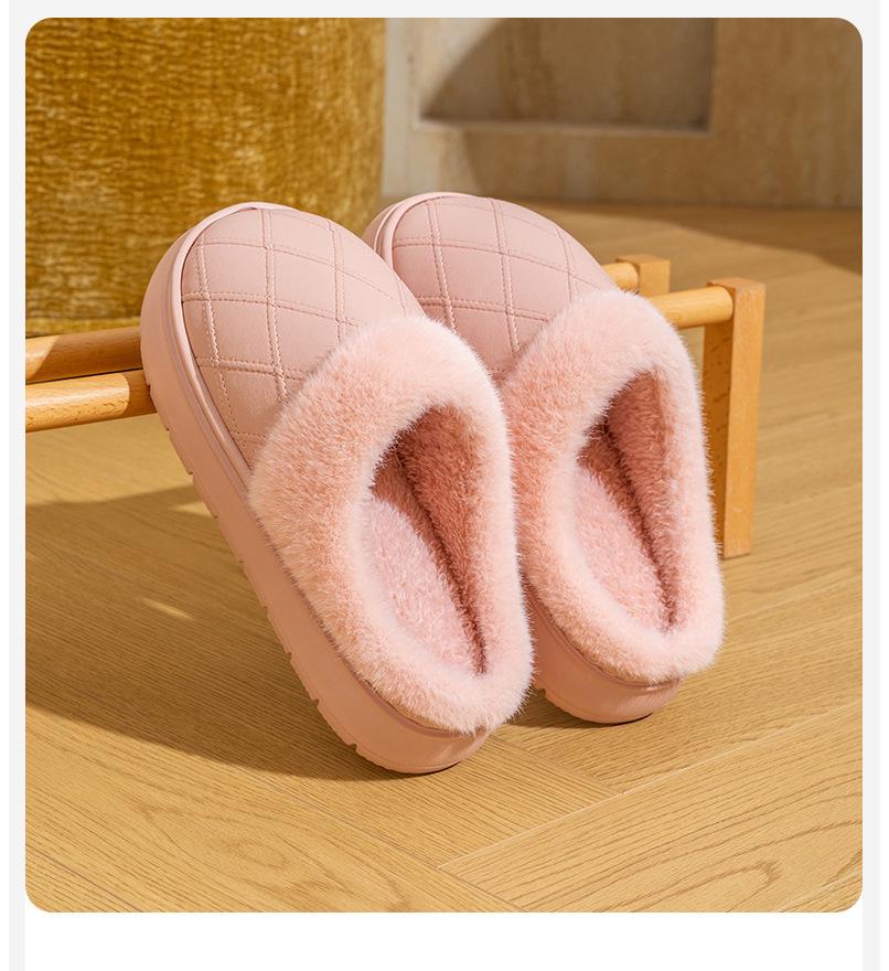 Damen Wasserdichte Baumwollpantoffeln - Herbst/Winter 2025, Samtgefüttert, Warm, Dicke Sohle, Innen-/Außenbereich