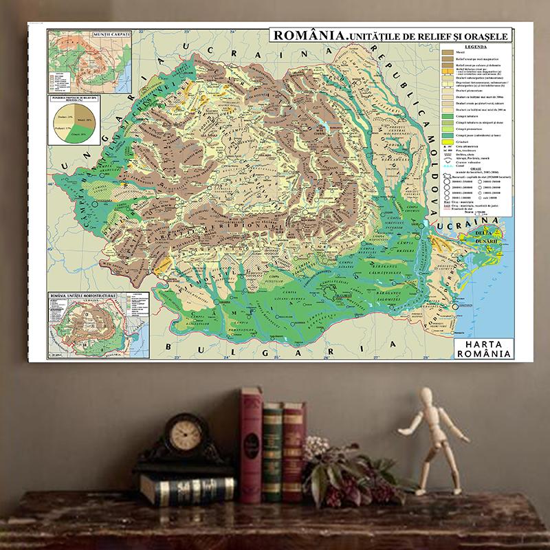Wall Map,Romanian Map Series Background Cloth Map of Romania Home Wall Decor Painting,Geographical Tools,Tourism/education Tools