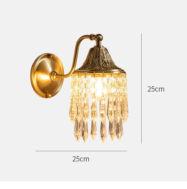 Luxury Copper Crystal Wall Lamp For Living Room Bedroom Loft Indoor Home Double Head Gold Vintage Retro Style Wall Sconce Lights