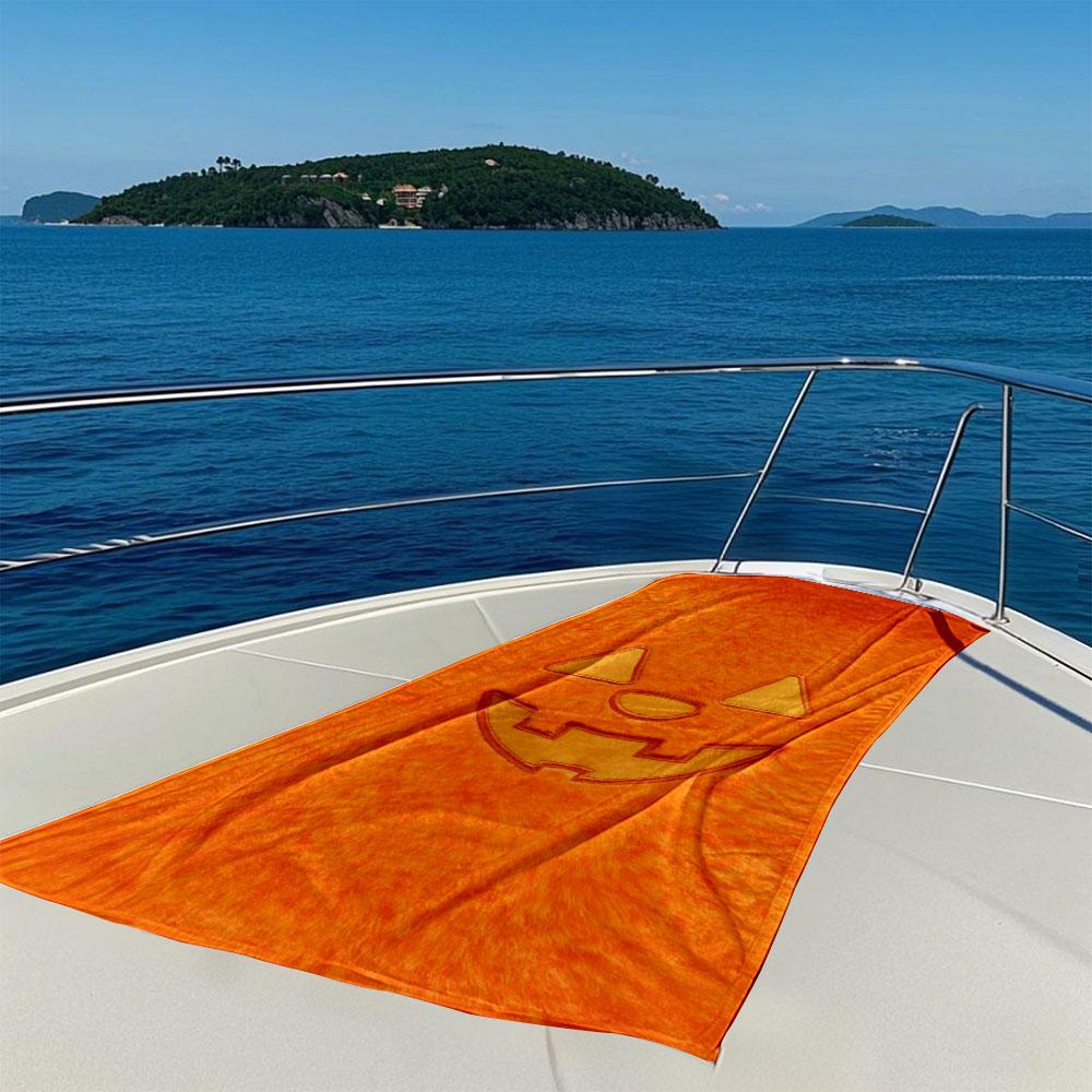 Halloween Furry Pumpkin Face Quick Drying Bath Towel Microfiber beach towel light weight swimming camping yoga beach out