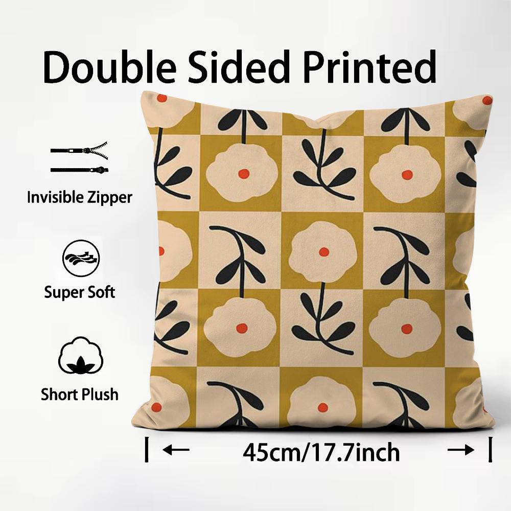 O-Orla Kiely Flower Cushion Cover Pattern Printed Pillowcase for Living Room Sofa Cushion Cover & Bedroom Decor