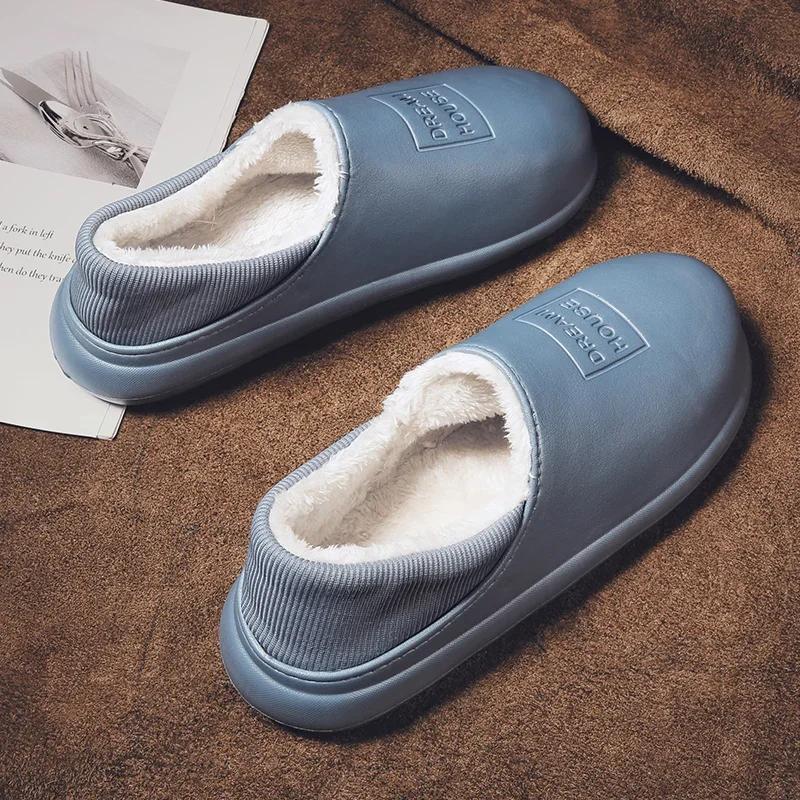 Chaussures pour Hommes Couple Femmes Chaussons d'Intérieur Recouvrant le Talon Intérieur et Extérieur Doux et Confortable Ajouter du Velours Imperméable Antidérapant Chaud