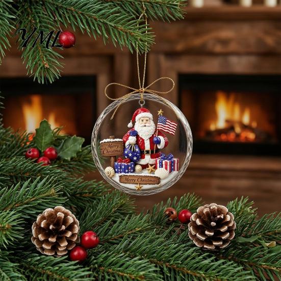 Handcrafted Style Ornament Christmas Acrylic Hanging Pendant for Holiday Tree Decoration, 2D Flat Ocean Theme Home Party Decor, Lightweight