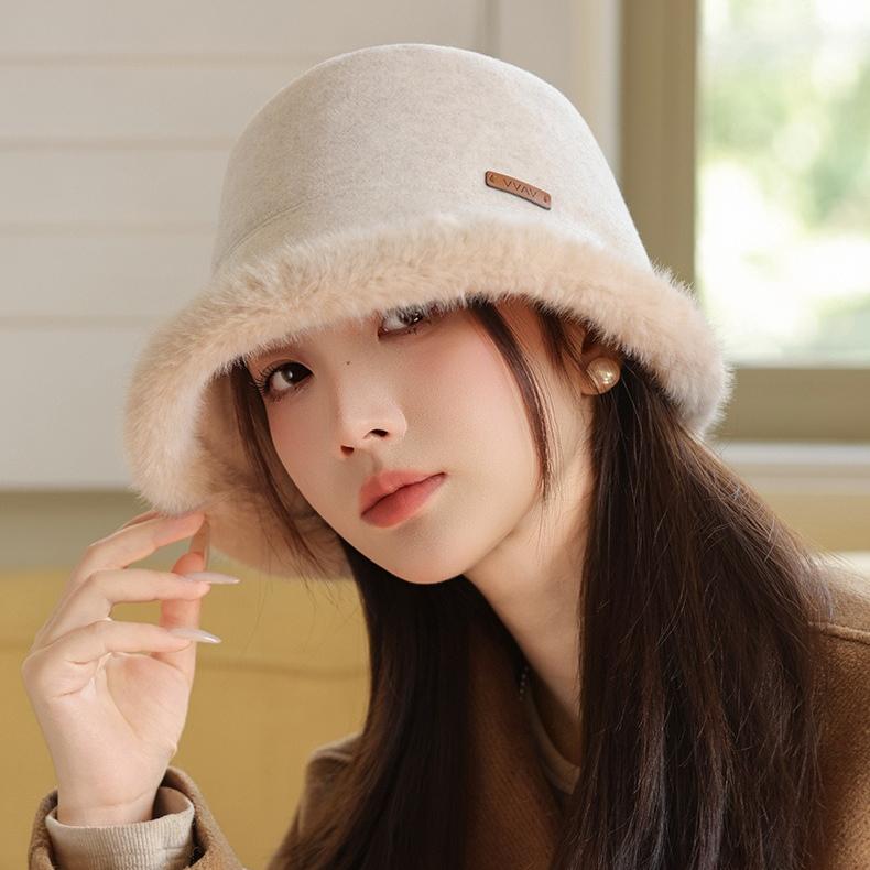 Autumn and Winter Velvet Thickened Hat Women's Warm Bucket Hat Bucket Hat Basin Hat