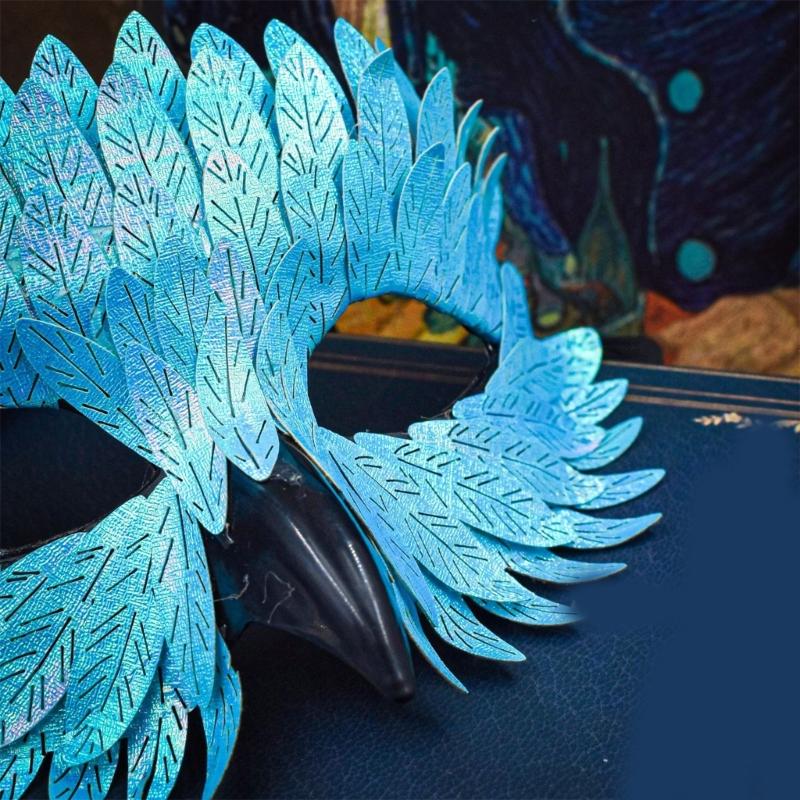 Maschera di Maschera Maschera d'Aquila Maschera Mezza Faccia Maschera per Role Playing Maschera da Festa Maschera con Becco d'Uccello e Piume Maschera per Costume di Halloween