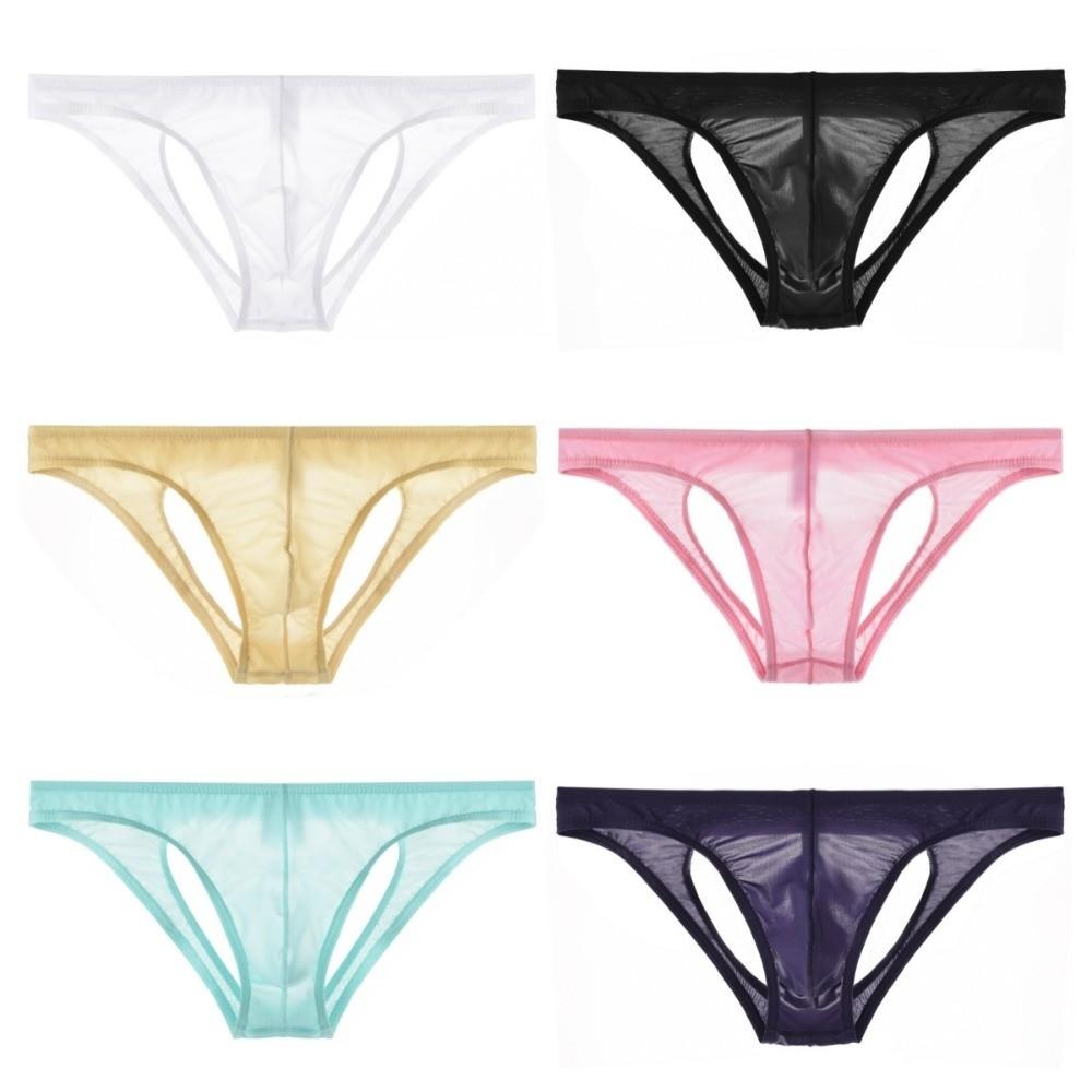 See-through Back Hole Briefs U Convex V Thongs Fashion Men's Pouch Shorts  Male