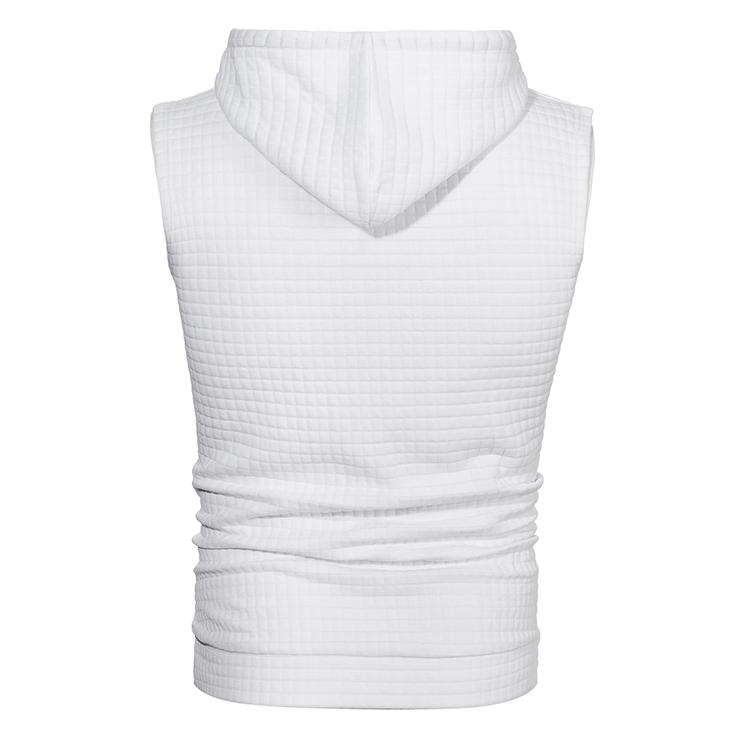 Men's Jacquard Hooded Sweatshirt Sleeveless Solid Color Knitted Hooded Sweatshirt Pullover Vest Men's Clothing