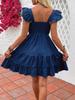 Elegant Ruffle Sleeveless Square Neck Solid Color Women's Dress