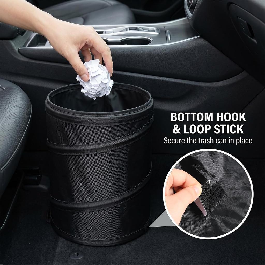 Foldable Car Trash Can,Portable Pop Up Trash Can with Elastic Band and Hanging Loop Waterproof CarGarbage Cans for Truck Auto SUV Vehicle RV Camping