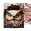 3D Owl, Ceramic Coffee Mug, Tea Cup, New Hole Wall, Cute Hole Wall