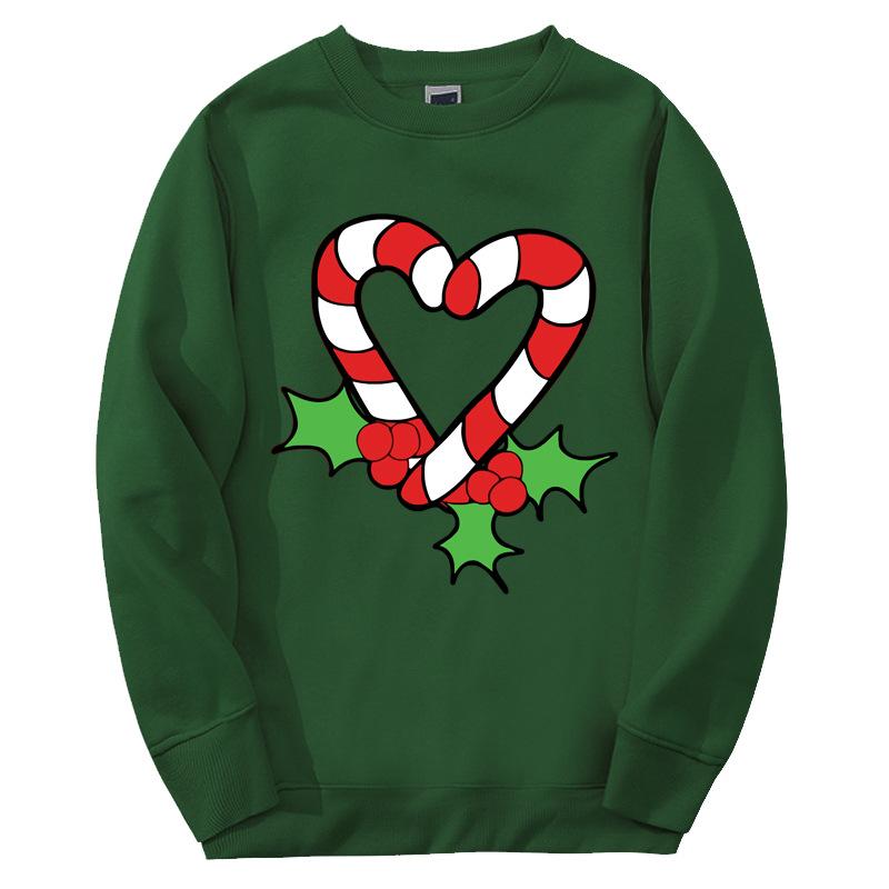Christmas Hoodies Candy Cane Heart Hip Hop Fleece Round