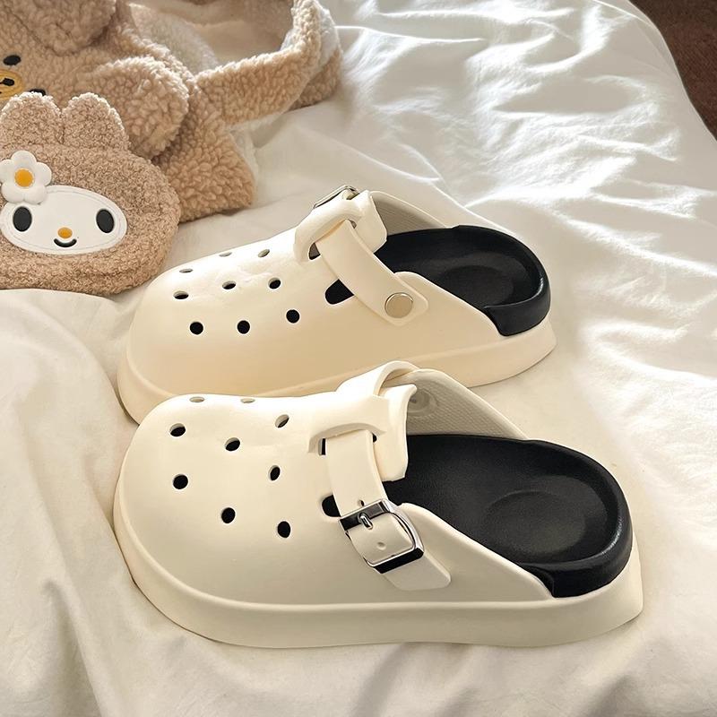 

Female Shoes House Slippers Platform Slides Summer Woman Flat Beach Shoes Women Slippers Outdoor Garden Shoes Pantofl 39-40 чорний білий колір