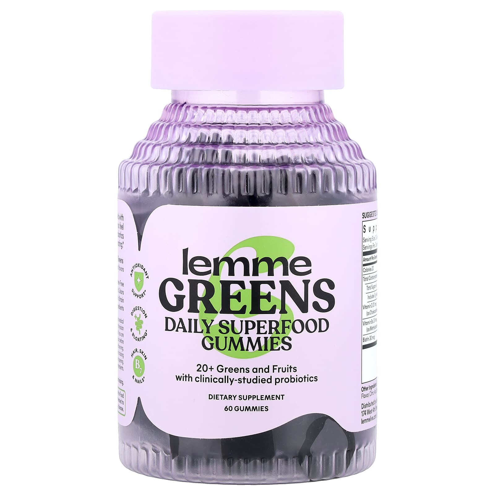 

Lemme, Greens, Daily Superfood Gummies, Berries & Greens, 60 Gummies