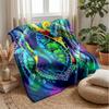Colorful Sea Turtle Artwork Blanket Personalized Name Flannel Blanket Soft Cozy Plush Throw for Sofa Bed Lightweight Home Decor