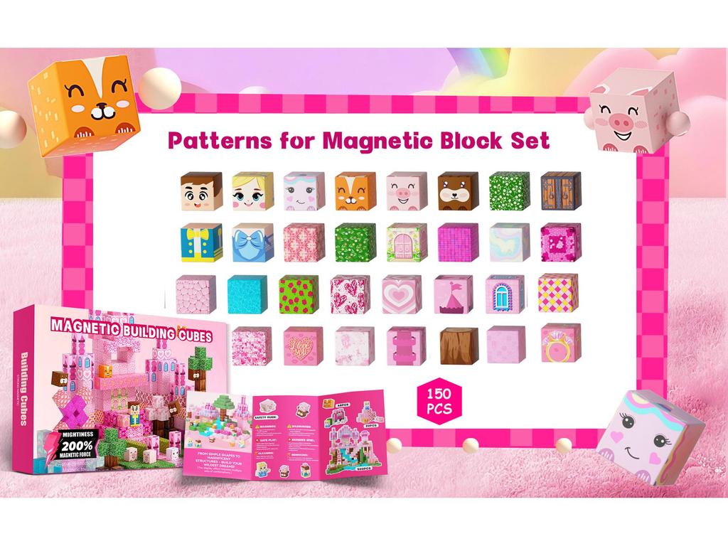 Magnetic Pink Castle STEM Cube Building Set