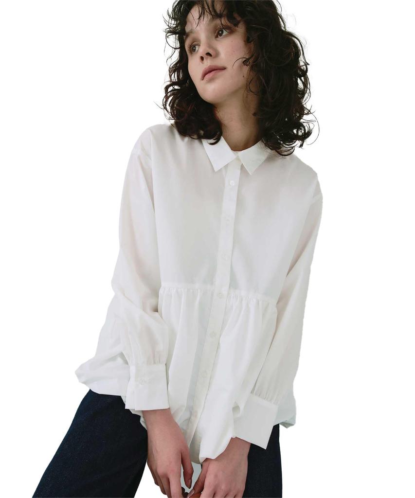 Titibait Collared Hem Balloon Shirt AFXN2098 Large Women's Off-White