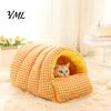 Non-slip Bottom Cat Hideaway Plush Cave Bed, Warm Enclosed Bed with Anti-slip Bottom, Cozy Pet Tent for Cats Hideaway, Washable Indoor Hiding Sleeping