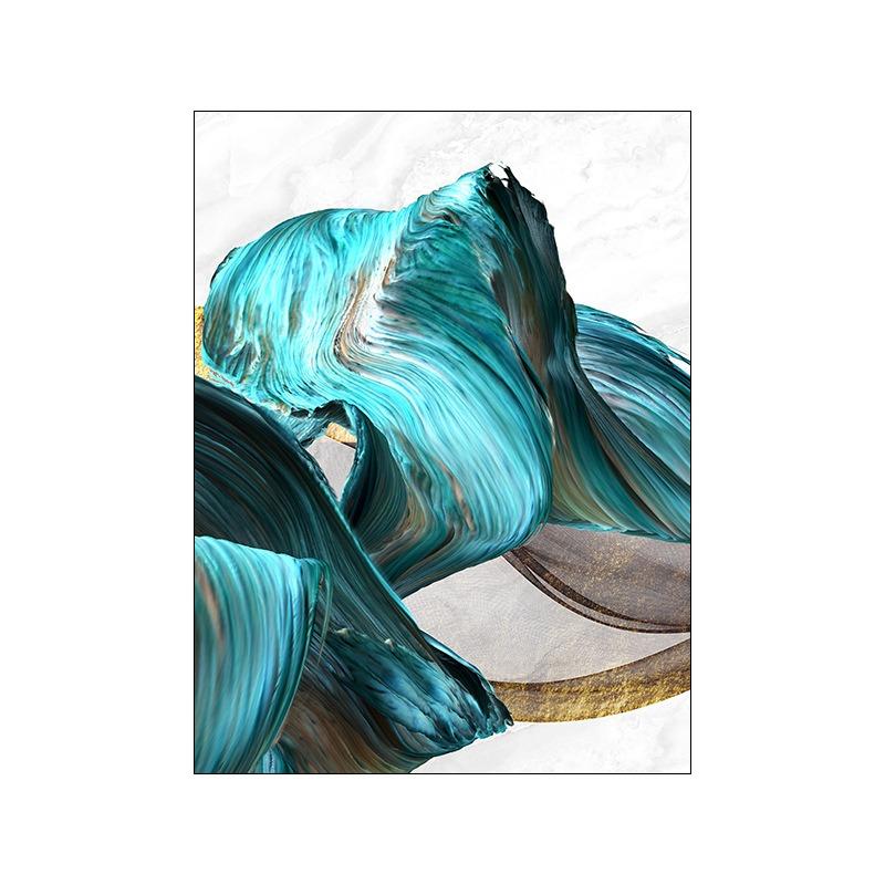 New Chinese Modern Simple Blue Ribbon Triple Decorative Painting Living Room Bedroom Background Wall Frameless Mural Porch Painting