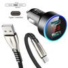 Caricabatterie per Auto a 2 Porte con Display LCD Ricarica Rapida per Samsung S20 Huawei 9a iPhone 11 8 Plus Adattatore Caricabatterie Doppio USB in Alluminio per Auto