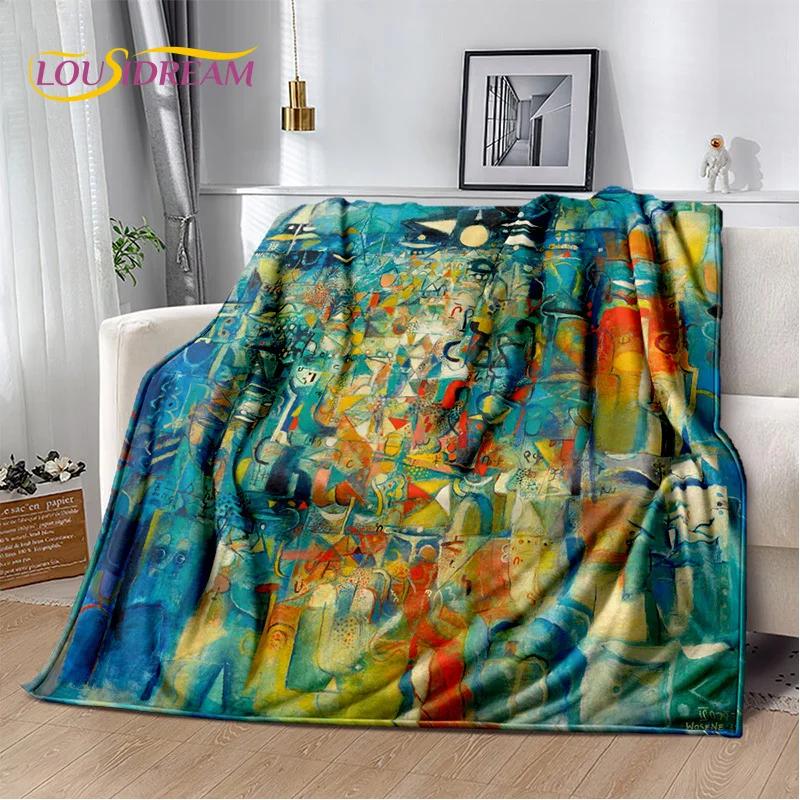 HD Africa Ethiopian Painting Art Cartoon Blanket,Soft Throw Blanket for Home Bedroom Bed Sofa Picnic Travel Office Cover Blanket