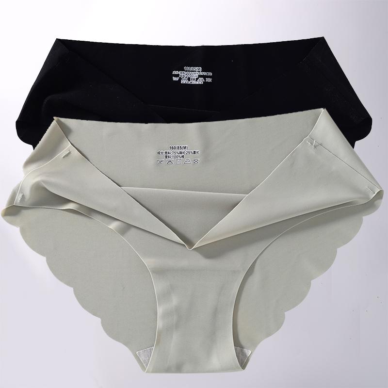 2 Stück/Set M-XL Nahtlose Eis-Seide Sexy Damen Slips Pantys 7 Unifarben Atmungsaktive Pantys Unterwäsche Für Mädchen Dessous