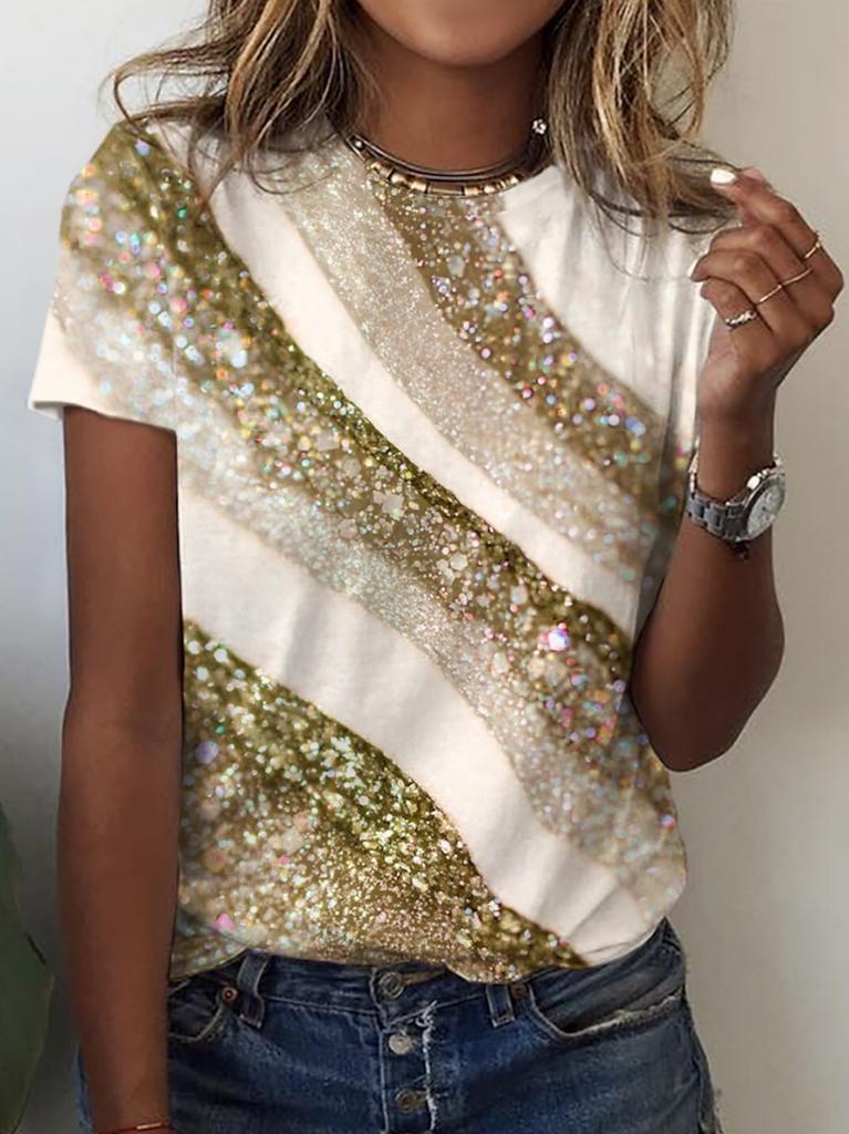 Sommer Damen T-Shirt Blumenstruktur 3D-Druck Florale Grafiken T-Shirts Lässige Kurzarm-Oberteile Mode O-Ausschnitt T-Shirt für Damen
