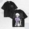 Vintage Washed Killua Zoldyck Lightning Anime T Shirt Oversized Hunter X Hunter Graphic Streetwear Cotton Tee