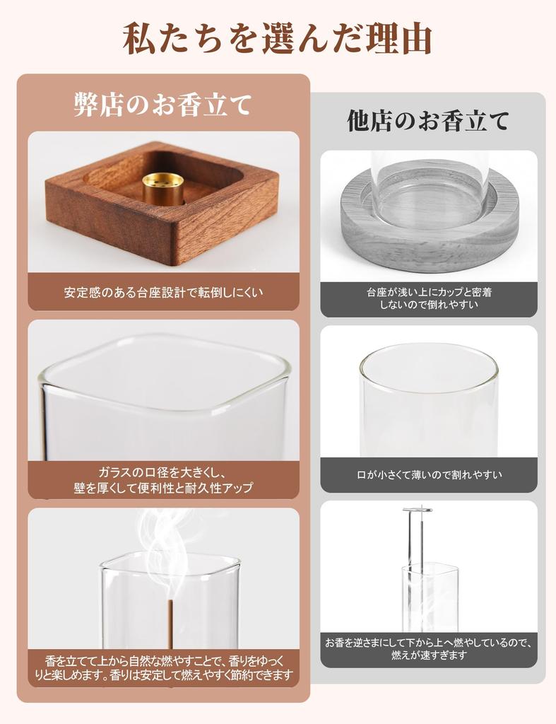 ALANGDUO Vertical Wooden Incense Holder with Glass Cover 3 Slot Mini Ash Catching Burner and Cleaning Brush