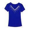 New Summer Short Sleeved V-Neck Women's T-Shirt Fashion Sexy Hollow Out Hot Diamonds Tops High Strecth Mesh Slim Tees