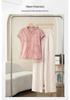 Summer Casual Chinese Style Suit: Diagonal Lapel Top with Frog Buttons for Middle-Aged Women - Lightweight Two-Piece Set
