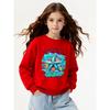 Girls Soft Crewneck SweatshirtSmell The Sea Feel The Breeze Starfish Floral Print with Cute Creative Print, Casual All-Match for Fall Winter