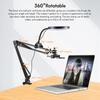 Andoer Overhead Camera Mount Suporte de braço dobrável para telefone com lâmpada de anel de 8 polegadas e clipe de telefone com cabeça esférica