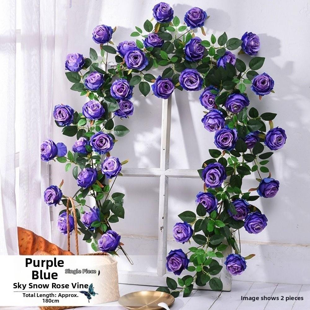 

1.8m Hanging Flowers Rattan 10 Colors Fake Plants Leaves Home Decoration фіолетовий/синій