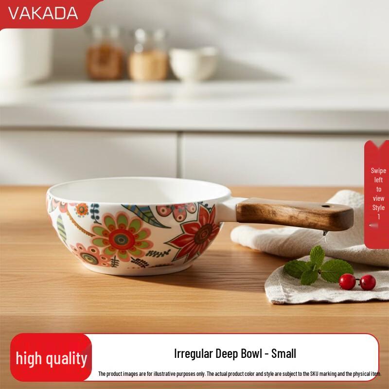 VAKADA Irregular Deep Ceramic Salad Bowl