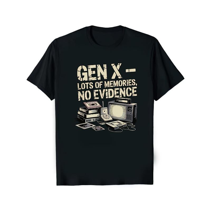 Unisexs Retro Pattern Tshirt Classic Gen X Design With Nostalgic Slogans And Card Print Springsummer Casual Short Sleeve Shirt