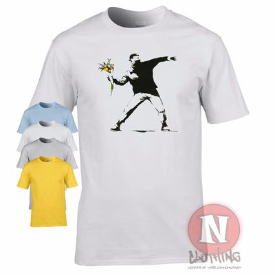 Banksy Flower Bomber TShirt Thrower Urban Art Graffiti Stencil Anarchy