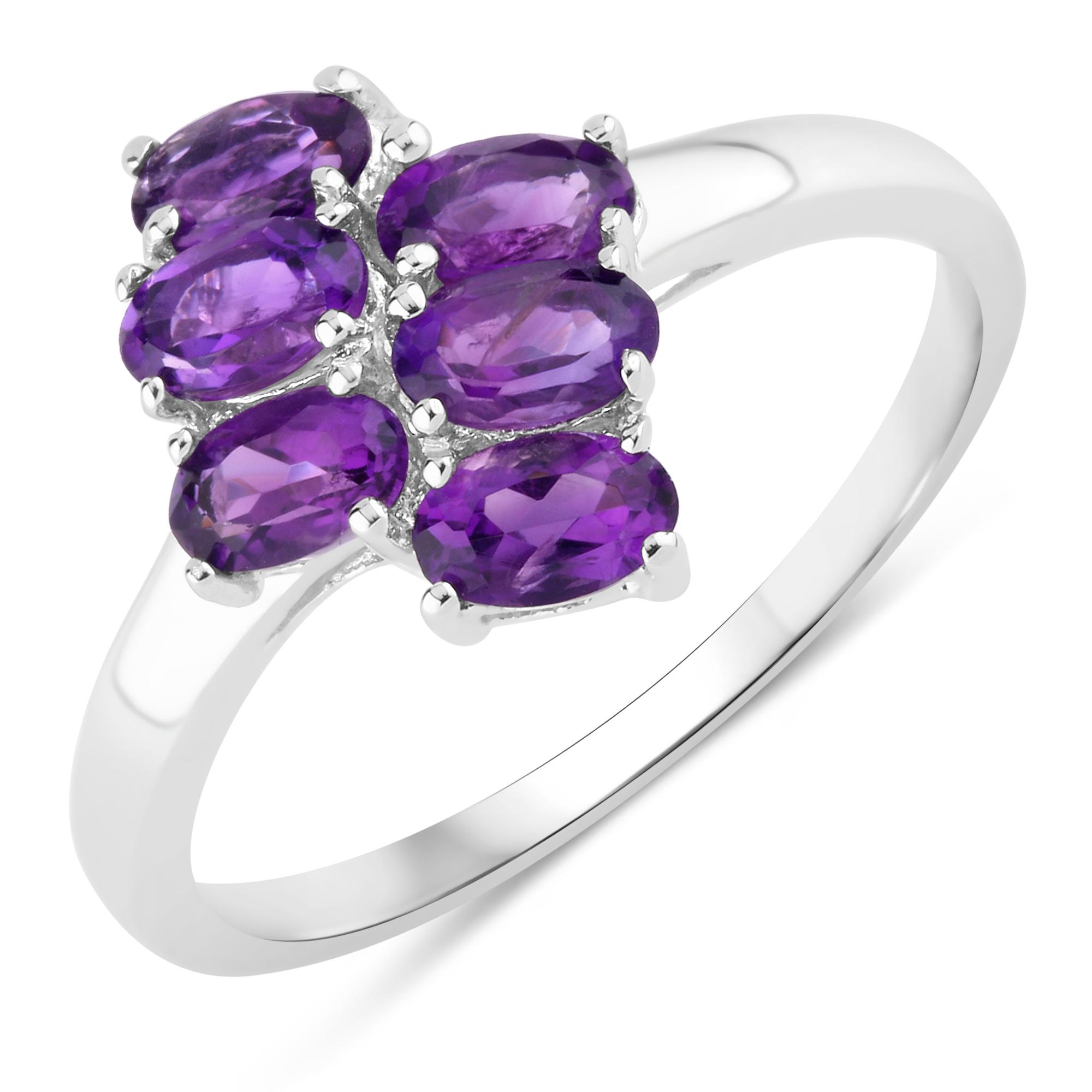 African Amethyst Cluster Ring Sterling Silver