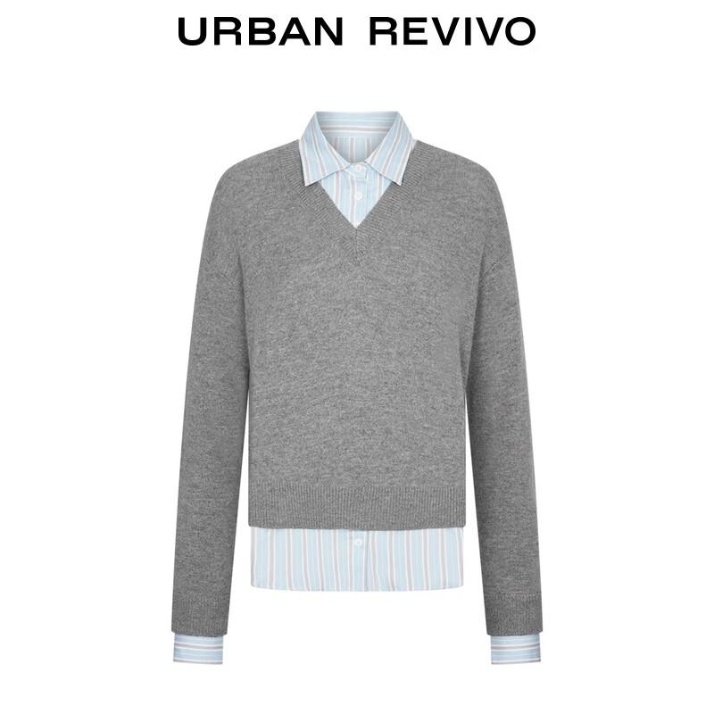 UR Women's Faux Two-Piece Colorblock Striped Knit Sweater